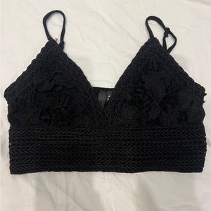GARAGE BLACK CAMI TANK TOP WITH LACE DETAIL